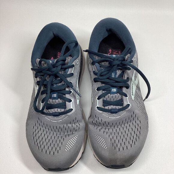 Brooks Women’s Addiction GTS 15 in Grey / Navy / Aqua, size 9 - Picture 2 of 13